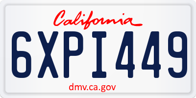 CA license plate 6XPI449