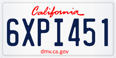 CA license plate 6XPI451