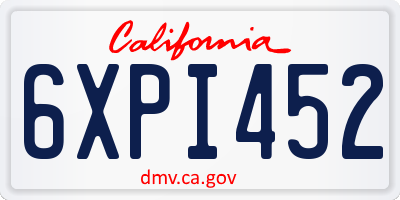 CA license plate 6XPI452