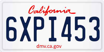 CA license plate 6XPI453