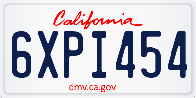 CA license plate 6XPI454