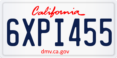 CA license plate 6XPI455