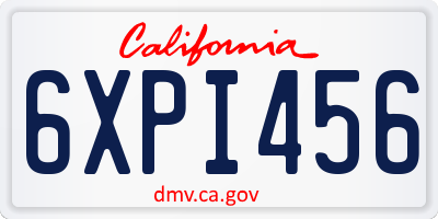 CA license plate 6XPI456