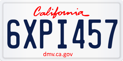 CA license plate 6XPI457