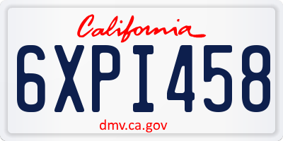 CA license plate 6XPI458