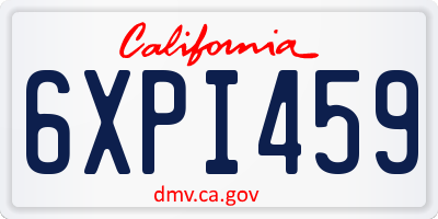 CA license plate 6XPI459