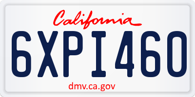 CA license plate 6XPI460
