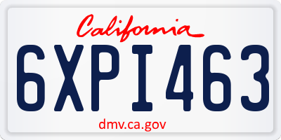 CA license plate 6XPI463