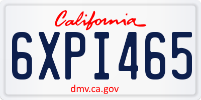 CA license plate 6XPI465