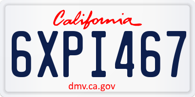 CA license plate 6XPI467