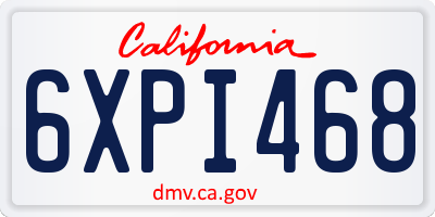 CA license plate 6XPI468