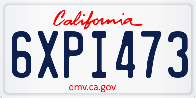 CA license plate 6XPI473