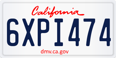 CA license plate 6XPI474
