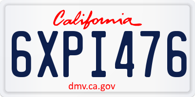 CA license plate 6XPI476