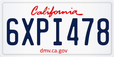 CA license plate 6XPI478