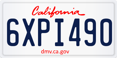 CA license plate 6XPI490