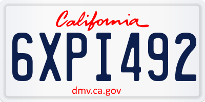CA license plate 6XPI492
