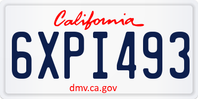 CA license plate 6XPI493