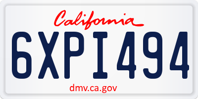CA license plate 6XPI494