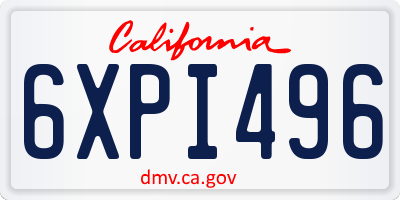 CA license plate 6XPI496