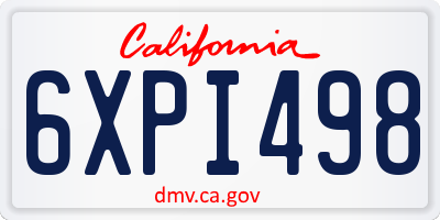 CA license plate 6XPI498