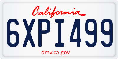 CA license plate 6XPI499