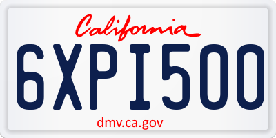 CA license plate 6XPI500