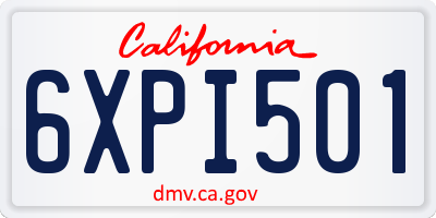 CA license plate 6XPI501
