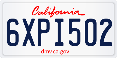 CA license plate 6XPI502