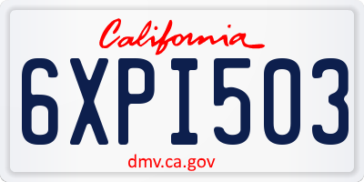 CA license plate 6XPI503