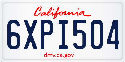CA license plate 6XPI504