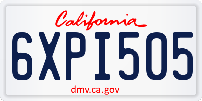 CA license plate 6XPI505