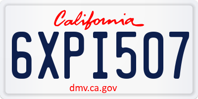 CA license plate 6XPI507