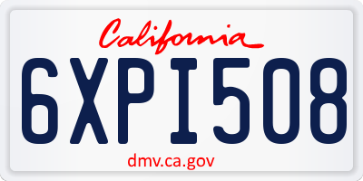 CA license plate 6XPI508
