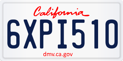 CA license plate 6XPI510