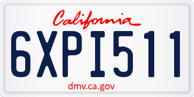 CA license plate 6XPI511