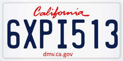 CA license plate 6XPI513