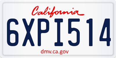 CA license plate 6XPI514