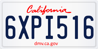 CA license plate 6XPI516