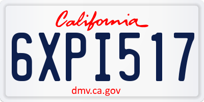 CA license plate 6XPI517