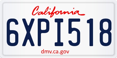 CA license plate 6XPI518