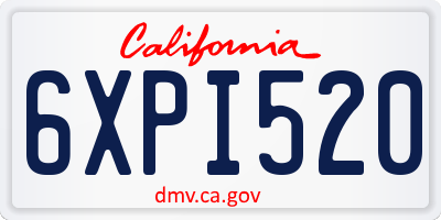 CA license plate 6XPI520