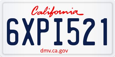 CA license plate 6XPI521