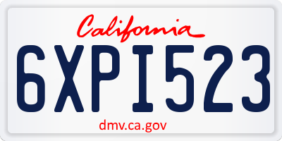 CA license plate 6XPI523