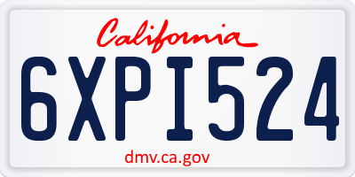 CA license plate 6XPI524
