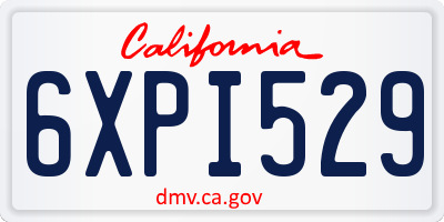 CA license plate 6XPI529