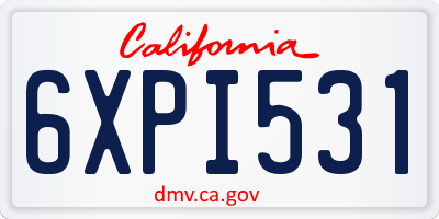 CA license plate 6XPI531