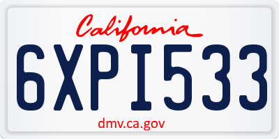 CA license plate 6XPI533