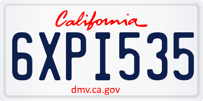 CA license plate 6XPI535