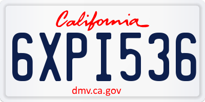 CA license plate 6XPI536